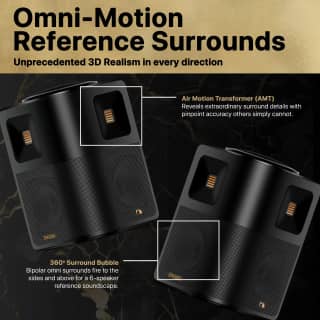 graphic of dragon's omni motion reference surround speakers