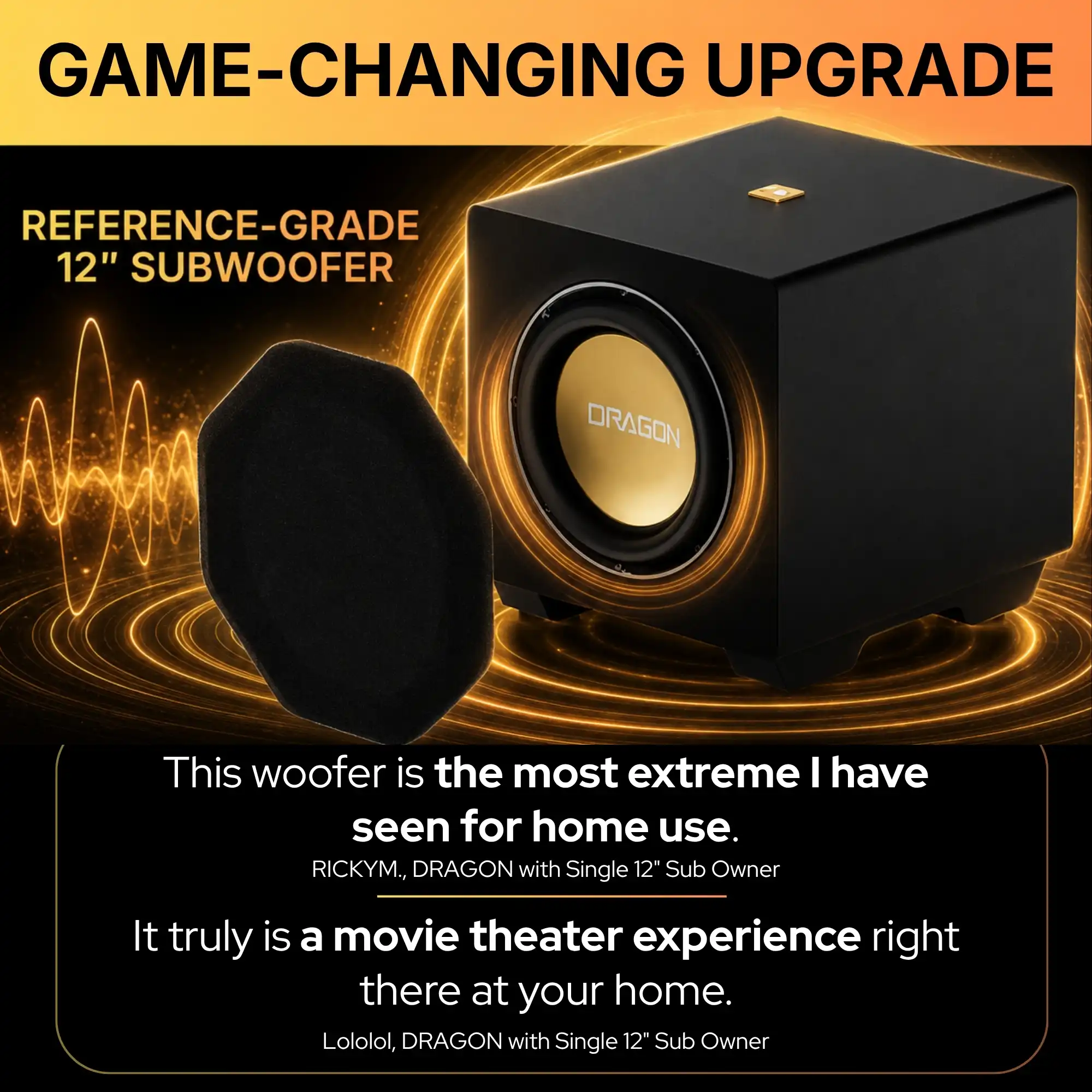 image showing why upgrading to the dragon modular 12 subwoofer is an upgrade